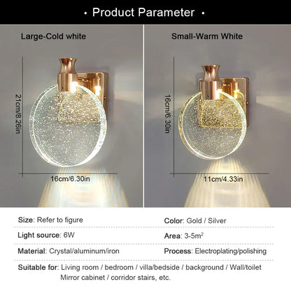 DecorBites™ Crystal Wall Lamp: Modern Bedside Sconce for Bedroom, Living, Dining, Makeup