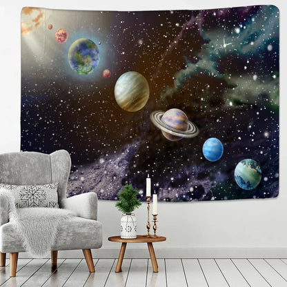 Decobites Starry Night Sky Tapestry - Psychedelic Boho Mandala Wall Hanging