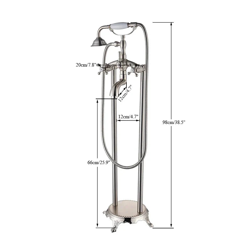 Grifo de ducha para bañera con patas de garra DecorBites™ de doble manija, mezclador independiente pulido dorado