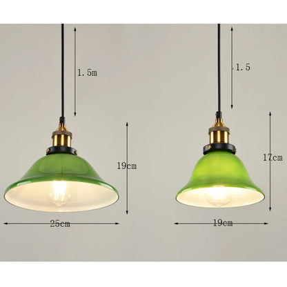 DecorBites™ Green Glass Art Pendant Lamp: Nostalgic Industrial Style for Restaurant, Bar, and Coffee Shop