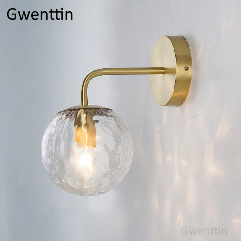 Lámpara de pared con bola de vidrio dorado Decorbites™ | Aplique de espejo nórdico para iluminación interior