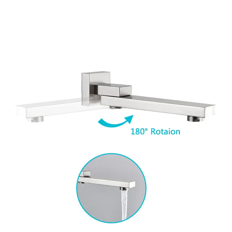 DecorBites™ Brushed Nickel Rainfall Shower Faucet Set with Tub Spout - 16" Head