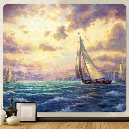 DecorBites™ Christmas Snow Forest Oil Painting Tapestry - Home Bohemian Wall Decoration