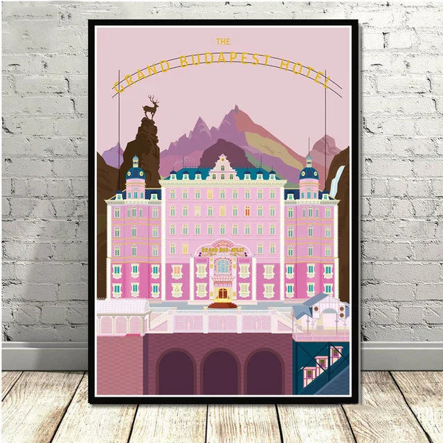 Póster minimalista de pared DecorBites™ del Gran Hotel Budapest para una decoración elegante del hogar