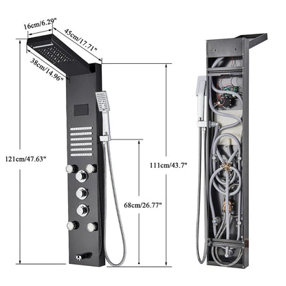 حوض استحمام مع خلاط عمودي من DecorBites™ LED مزود بشاشة درجة حرارة وتدليك.