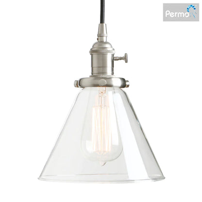 DecorBites™ Funnel Flared Glass Clear Glass Pendant Light Fixture