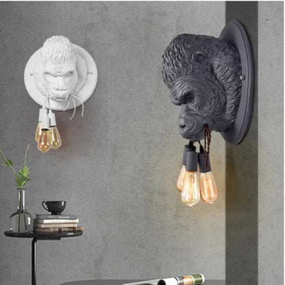 DecorBites™ Gorilla Resin Wall Lamp: Modern Retro LED Sconce for Bedroom Decor