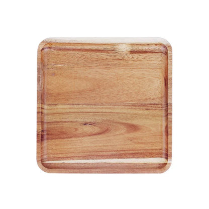 DecorBites™ Acacia Wood Breakfast Tray - Rectangular Fruit Plate with Wooden Cutlery