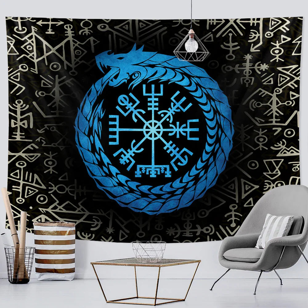 Decobites Viking Mystical Symbol Tapestry Wall Hanging for Bohemian Home Decor