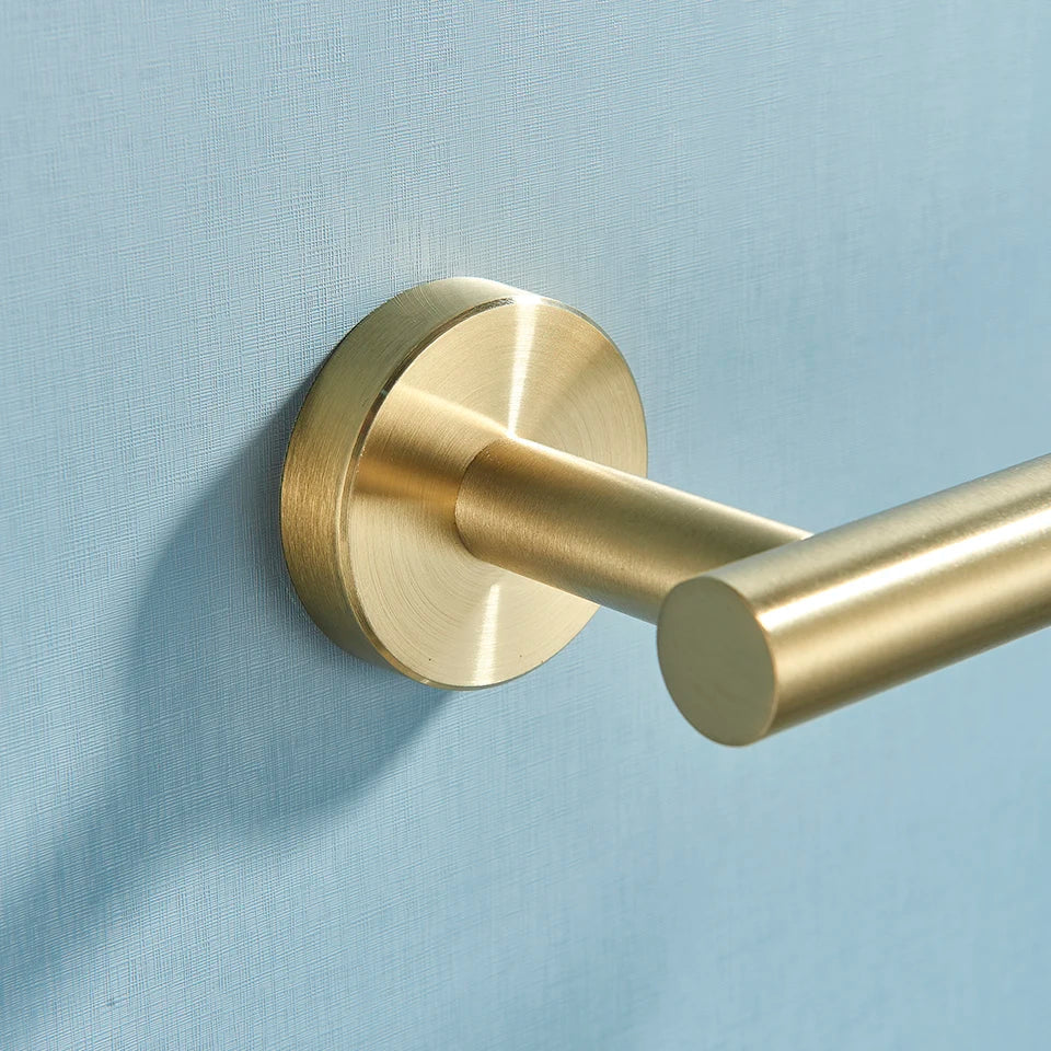 Juego de accesorios de baño DecorBites™: Barra para toallas, gancho para bata, estante, repisa, portarrollos de papel higiénico, gancho