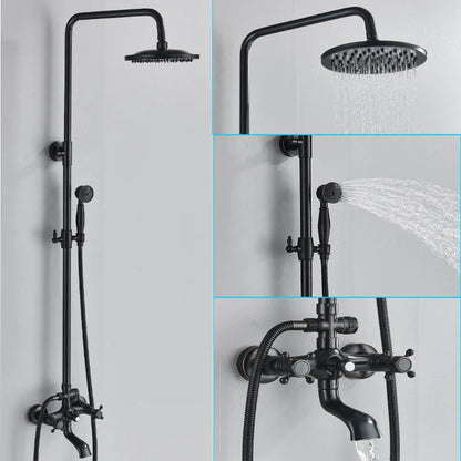 DecorBites™ Black Brass Bath Shower Faucet Set with Handshower and Tub Spout