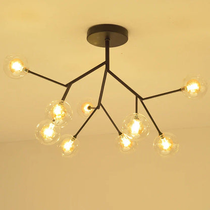 DecorBites™ Heracleum Firefly Glass Ball Chandelier: Gold Luxury Lighting for Dining Kitchen Staircase