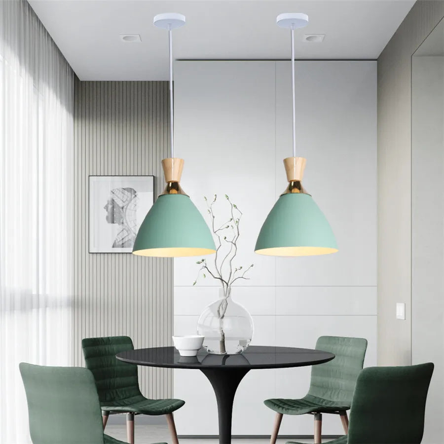 Nordic LED Pendant Light Yellow Glass Shade