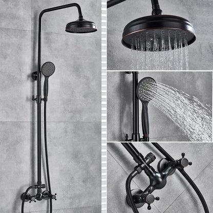 Juego de grifería para ducha DecorBites™ en bronce negro con cabezal de ducha tipo lluvia de 8" y ducha de mano.