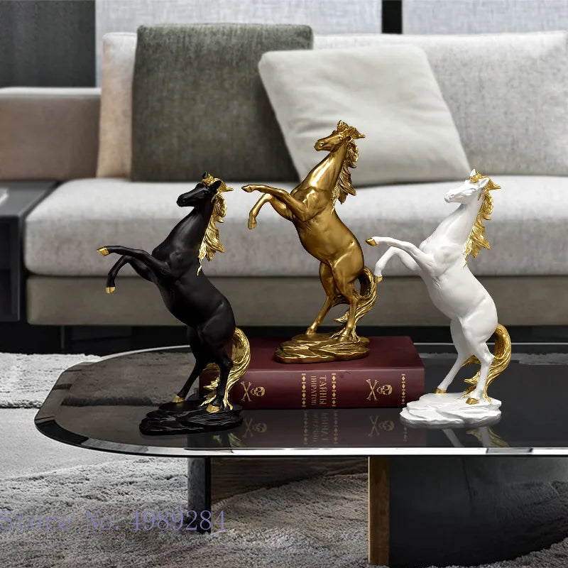 DecorBites™ Golden Horse Animal Sculpture for Home Decor and Office Desk crafted Figurine