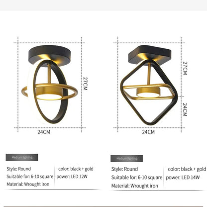 DecorBites™ LED Ceiling Light Chandelier for Home Living Room Bedroom Dining Decor, Gold/Black Fixtures