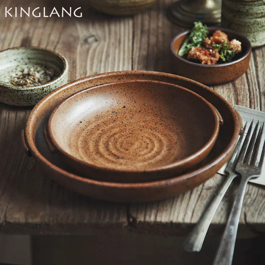 DecorBites™ Ceramic Round Swallow Plate - Vintage Retro Tableware