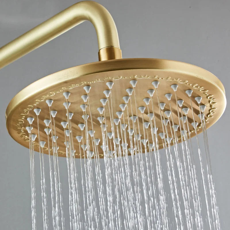 DecorBites™ Brushed Gold Rainfall Shower Set Mixer Tap Tub Bathtub Faucet Brass