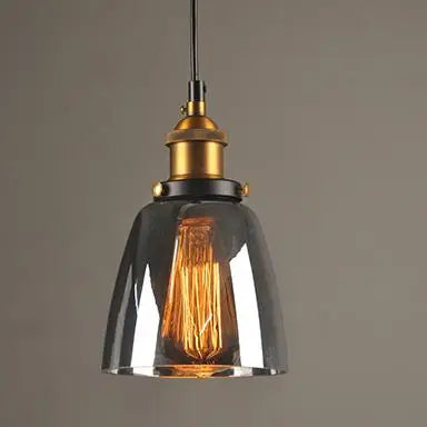 DecorBites™ Smoky Grey Glass Pendant Lamp: Nordic Hanging Light Fixture in Amber Glass