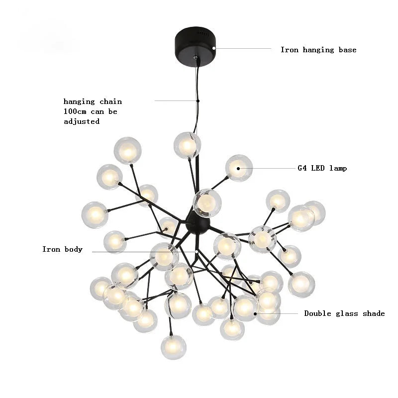 Lámpara de techo DecorBites™ LED Firefly Sputnik: Elegante lámpara de techo con forma de rama de árbol