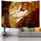 Decobites Gold Kiss Oil Painting Tapestry Wall Hanging Art Blanket