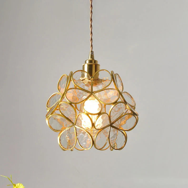 DecorBites™ Japanese Flower Glass Pendant Lights Modern LED Hanging Lamp
