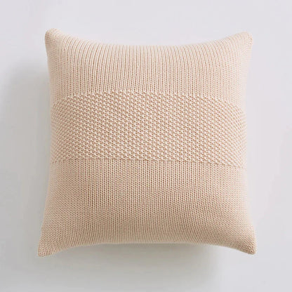 DecorBites™ Knit Cushion Cover 45x45cm Solid Cotton Pillow Pink Ivory Grey Cream