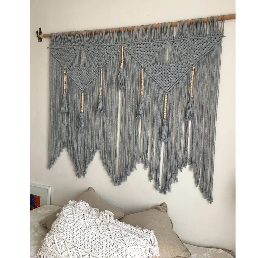 Woven Macrame Wall Hanging Tapestry Handmade Cotton Boho Rom Decor for Decobites