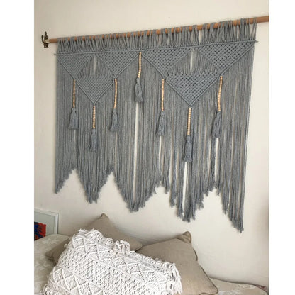 Woven Macrame Wall Hanging Tapestry Handmade Cotton Boho Rom Decor for Decobites