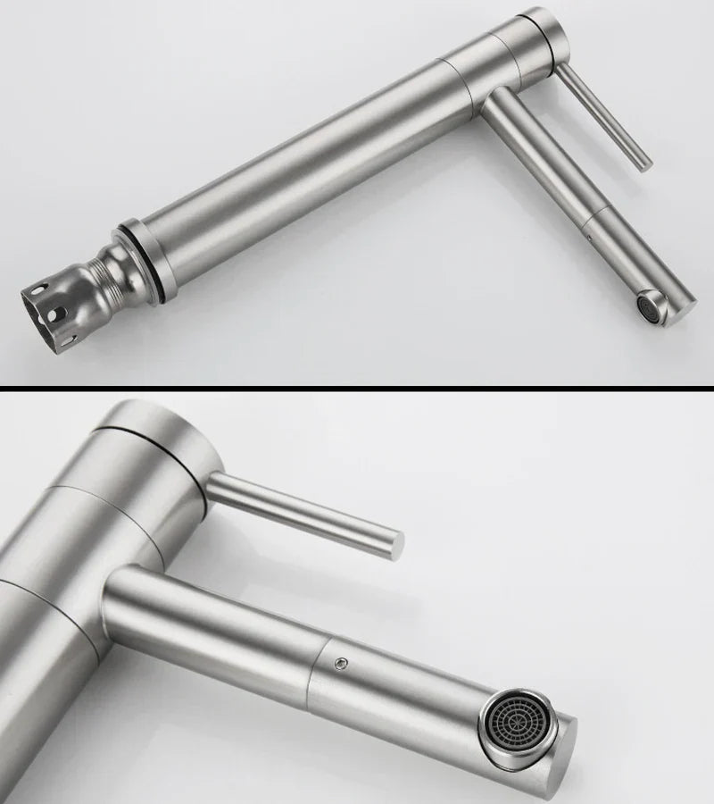 صنبور حوض دوار 360 من DecorBites™ مثبت على سطح السفينة بمقبض واحد