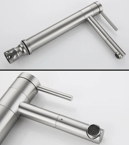 صنبور حوض دوار 360 من DecorBites™ مثبت على سطح السفينة بمقبض واحد