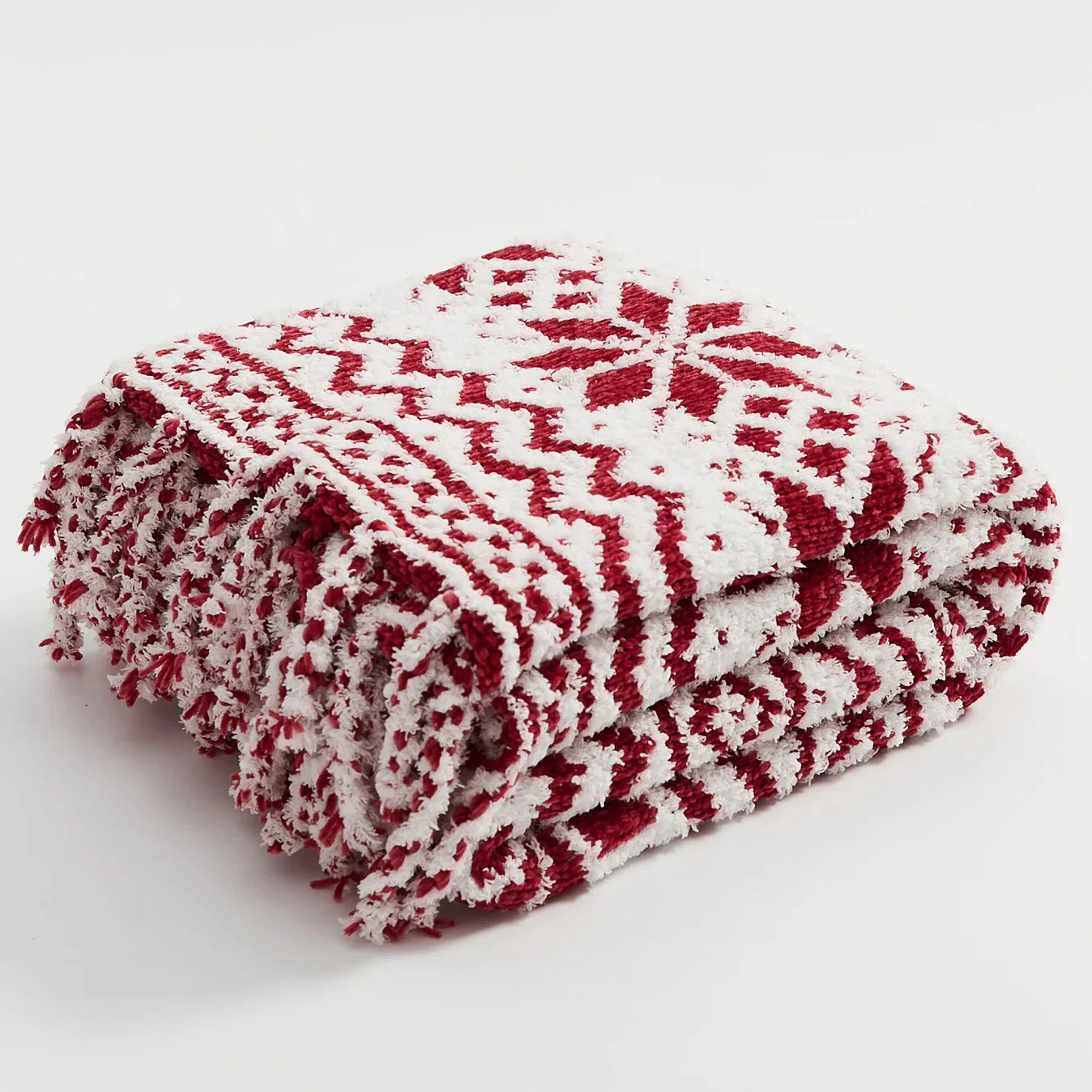 DecorBites™ Christmas Chunky Knit Blanket - Cozy Microfiber with Tufted Knitted Design and Fringes