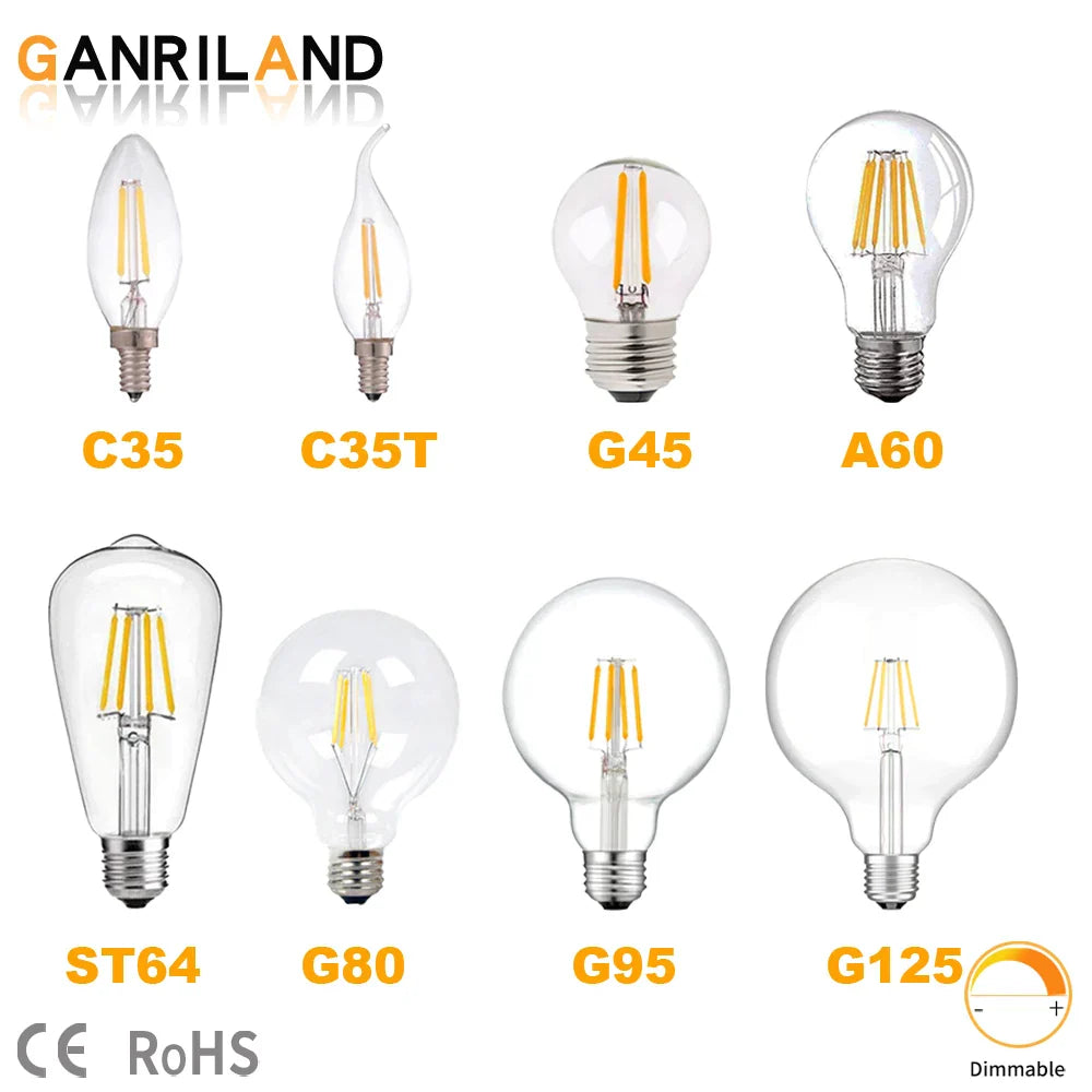 Decorbites™ LED-Filament-Leuchtmittel-Set – Vintage-Glasglühbirnensammlung