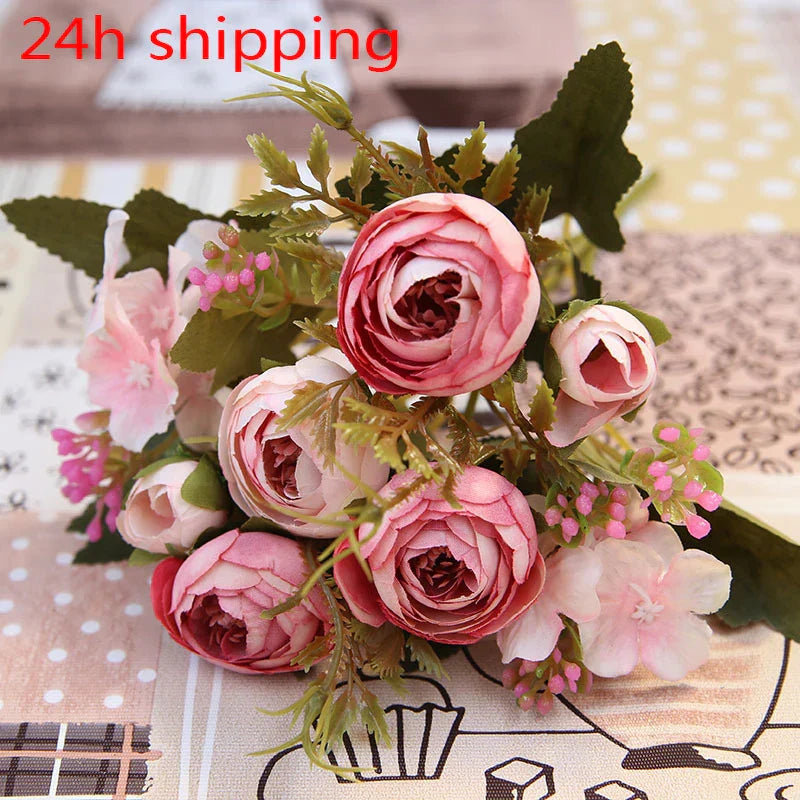 DecorBites™ Autumn Silk Tea Rose Gerbera Daisy for Wedding and Home Decor
