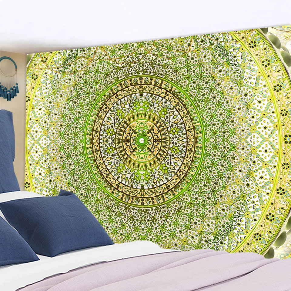 Decobites Floral Boho Mandala Tapestry Wall Hanging Hippie Psychedelic Carpet