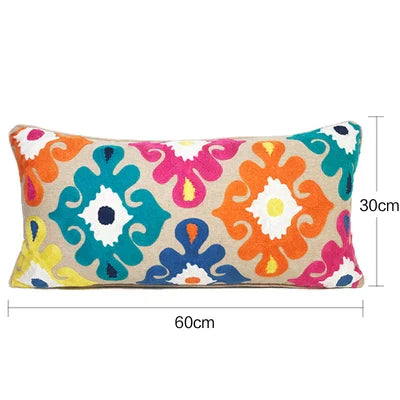 DecorBites™ Embroidered Floral Ethnic Tassels Pillow Cover 30x60cm