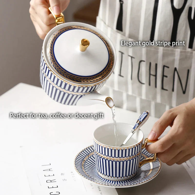 Juego de café y té DecorBites™ de porcelana dorada - Artículos de café de porcelana fina de lujo