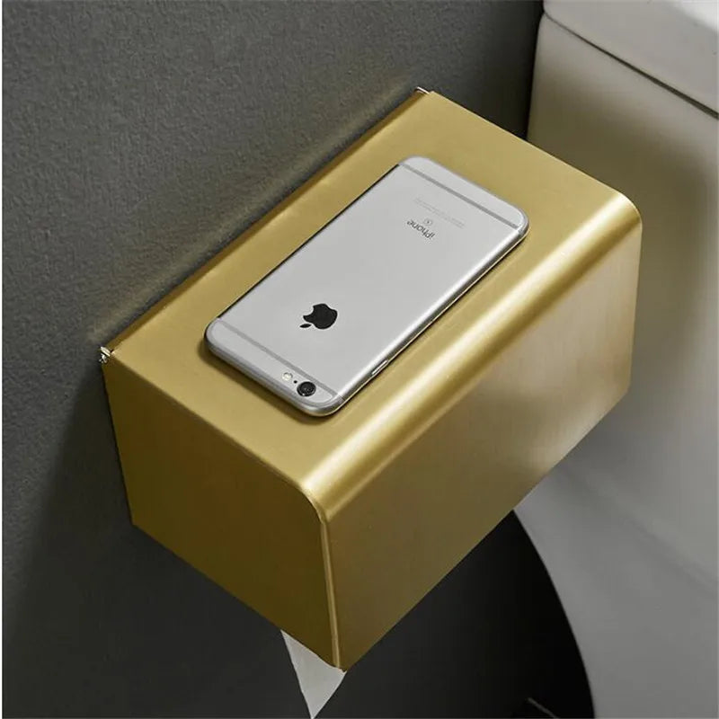 DecorBites™ Brushed Gold Aluminum Toilet Paper Holder