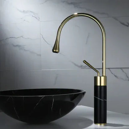 DecorBites™ Gold Brass Marble Basin Faucet Hot Cold Sink Mixer Tap