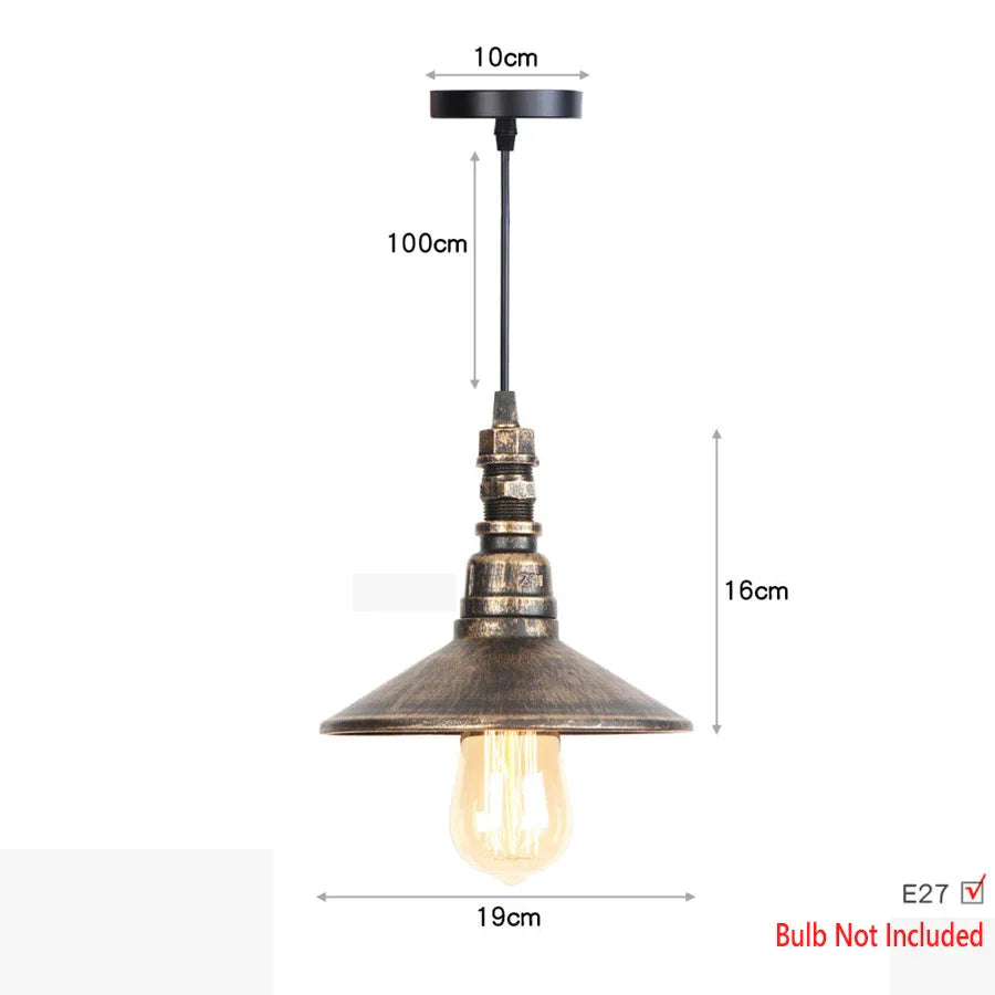 DecorBites™ Iron Pipe Pendant Lights Holder Retro Loft Indoor Ceiling Hanging Lamp