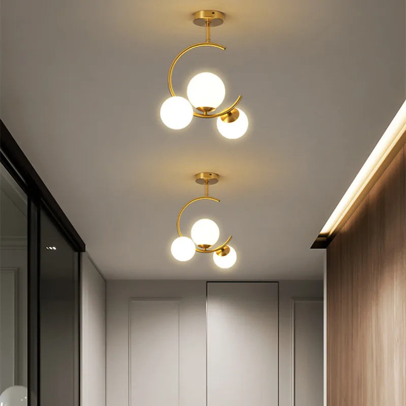 Lámpara de araña de bola de vidrio dorado Decorbites™ para sala de estar, cocina y dormitorio - 220V 110V