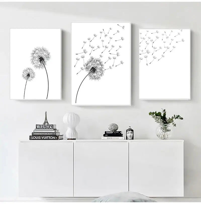 DecorBites™ ’Minimalist Dandelion Canvas Wall Art Set’