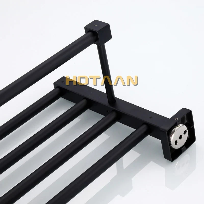 رف مناشف أسود من DecorBites™: إكسسوارات حمام من الألومنيوم مثبتة على الحائط