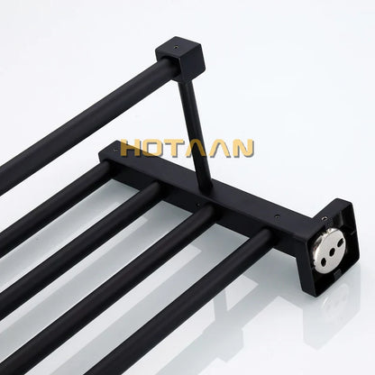 رف مناشف أسود من DecorBites™: إكسسوارات حمام من الألومنيوم مثبتة على الحائط