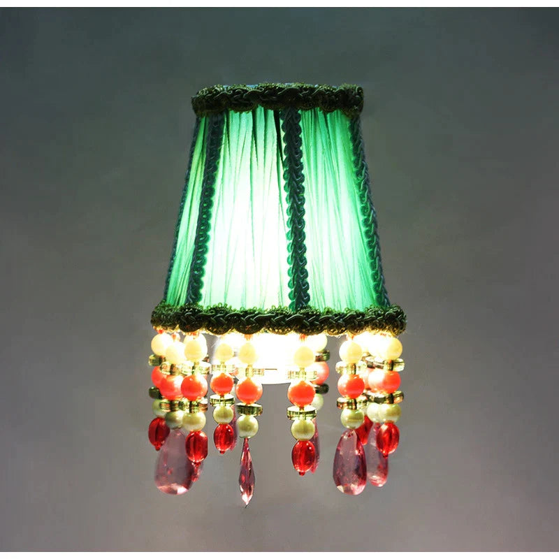 DecorBites™ Bohemia Style Emerald Green Cloth Lampshade with Tassels