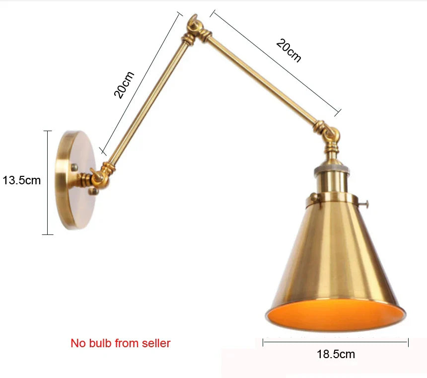 Lámpara de pared de brazo largo ajustable Gold™ Decorbites - Estilo retro con brazo flexible para hogar y restaurante