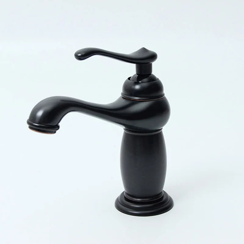 DecorBites™ Black Brass Bathroom Basin Faucet with Ceramic Mixer Tap