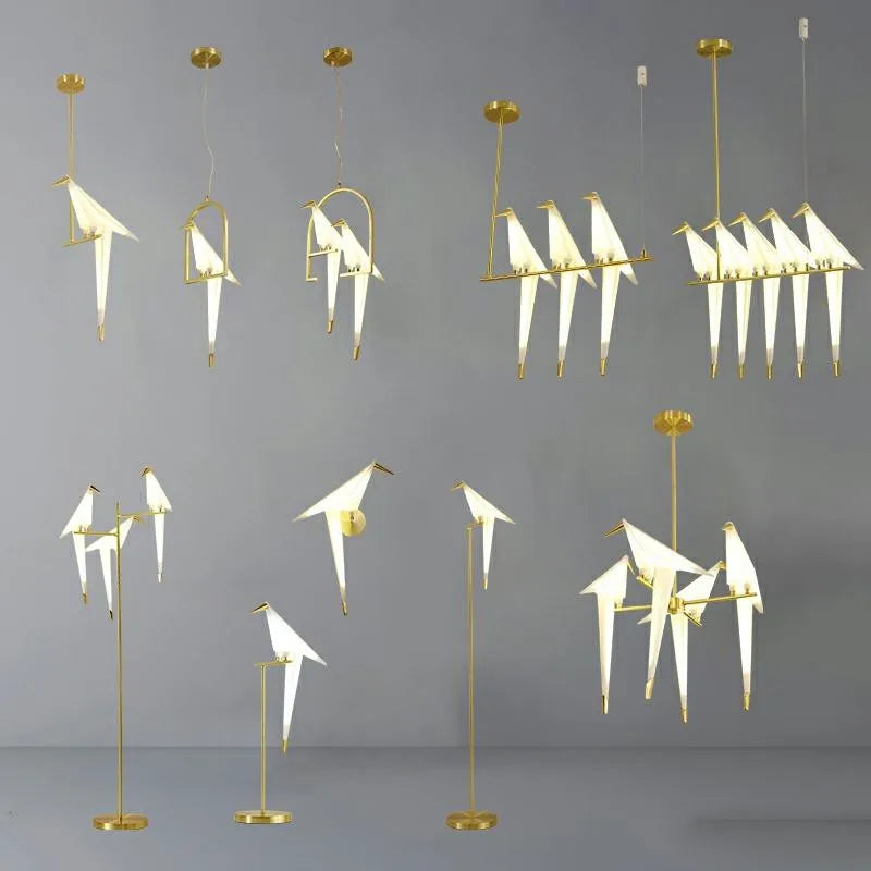 Decorbites™ Goldene Käfig Origami-Vogel-Lüster – Moderne Leuchte für die Wohnraumausstattung