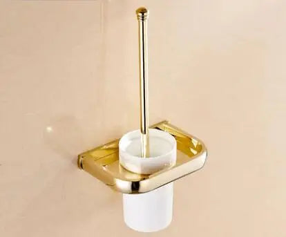 DecorBites™ Gold Brass Bathroom Hardware Set: Paper Holder, Towel Bar, Soap Basket, Towel Rack