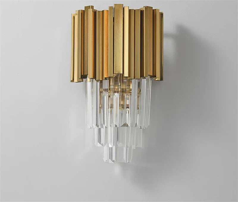 Aplique de pared Decorbites™ de cristal negro dorado con gotas de cristal K9, lámpara de pared moderna con pantalla de gotas de cristal